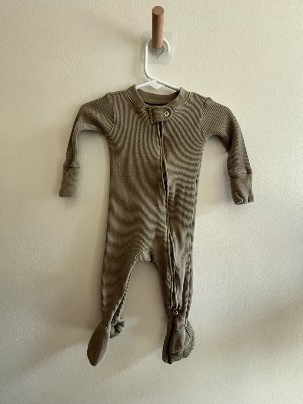 Burt's Bees Olive Ribbed Footed One-Piece